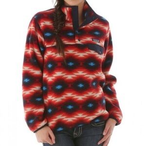 Patagonia Synchilla Fleece Wild Desert Red Aztec Print Snap Pullover Small